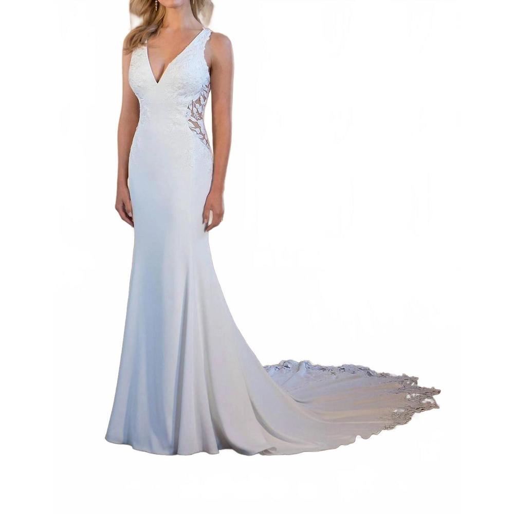 NEW ESSENCE OF AUSTRALIA glamorous column wedding dress in ivory/porcelain/ivory